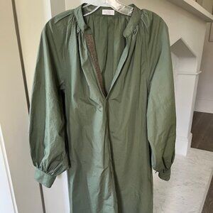 Brunello Cucinelli green cotton shirt dress